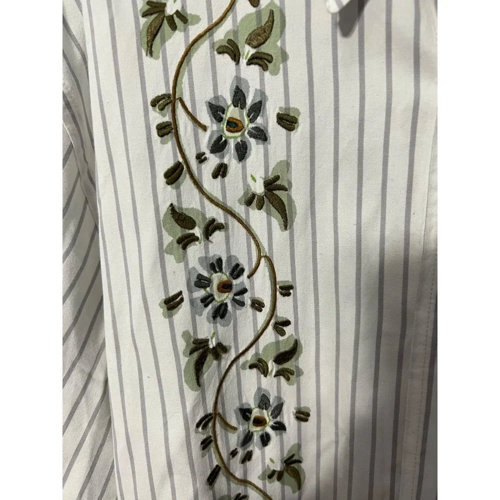 Lucky Brand Long Sleeve Striped Shirt 100% Cotton Size Large - Picture 3 of 5